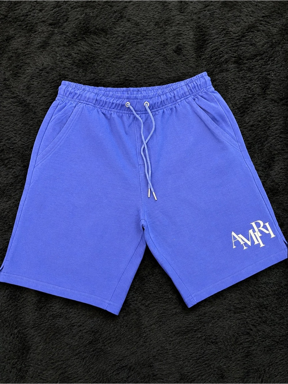 AMIRI Violet Cotton Drawstring Shorts with White Logo